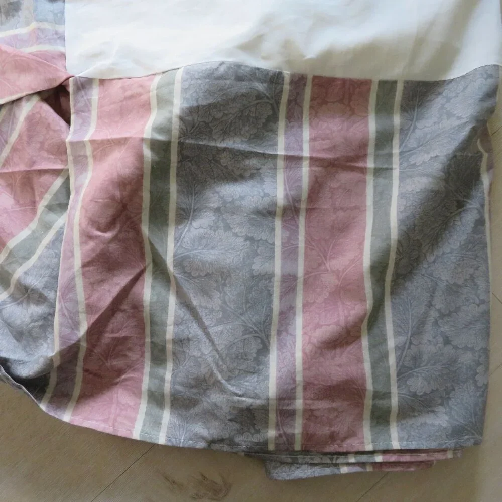 Vintage Floral Striped King Size Bed Skirt Multicolor 14.5